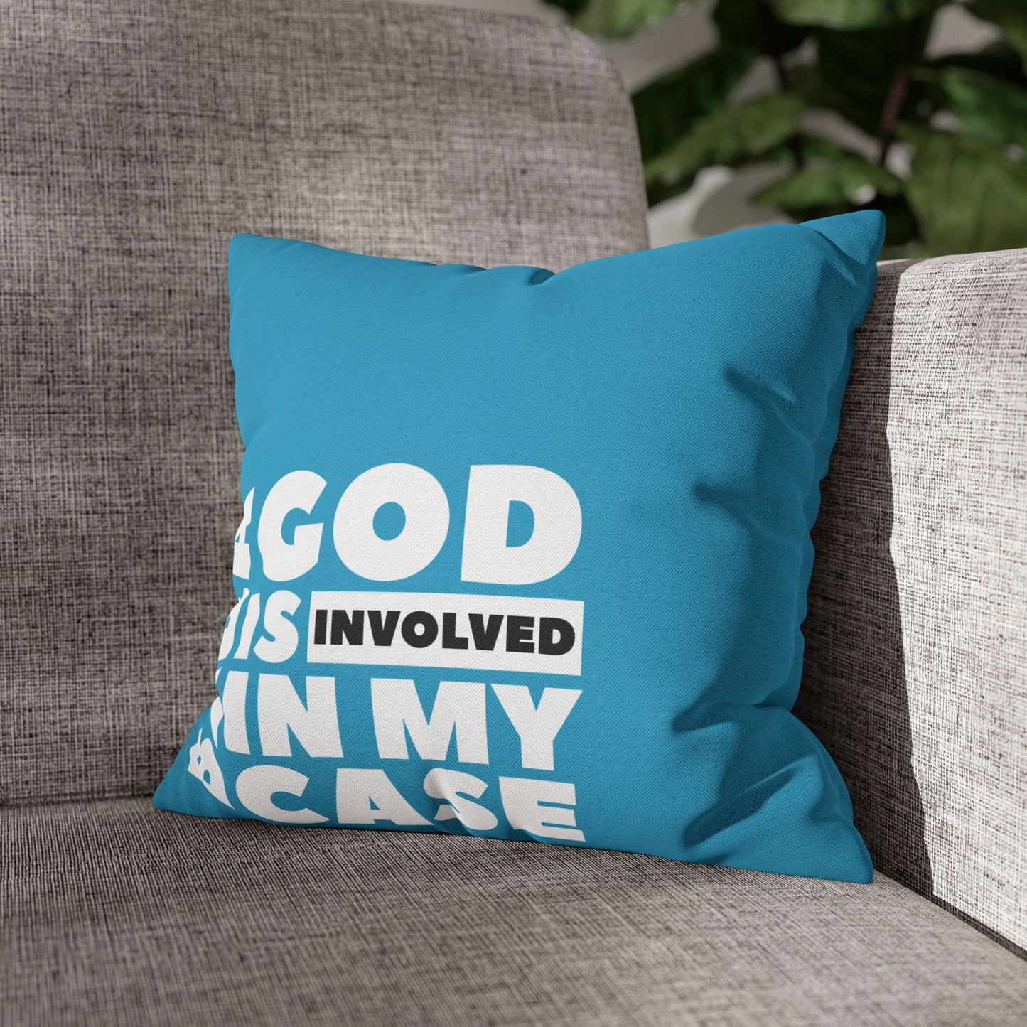 Spun Polyester Square Pillowcase  « Baba God is involved in my case »