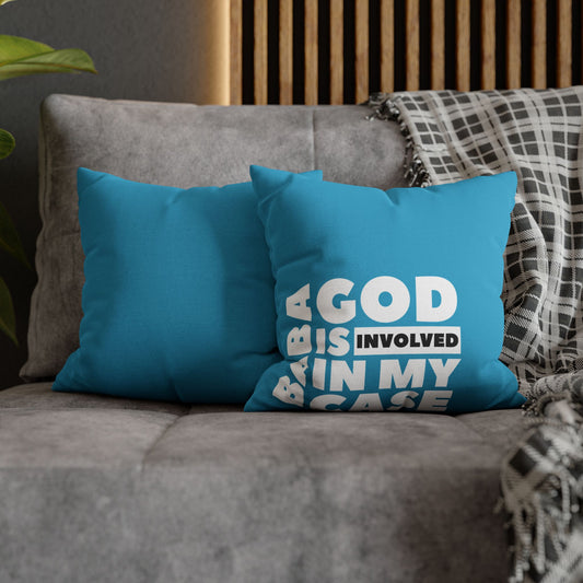 Spun Polyester Square Pillowcase  « Baba God is involved in my case »